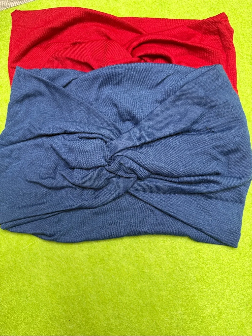 Three Knit Twist Headbands - Red, Blue, Olive